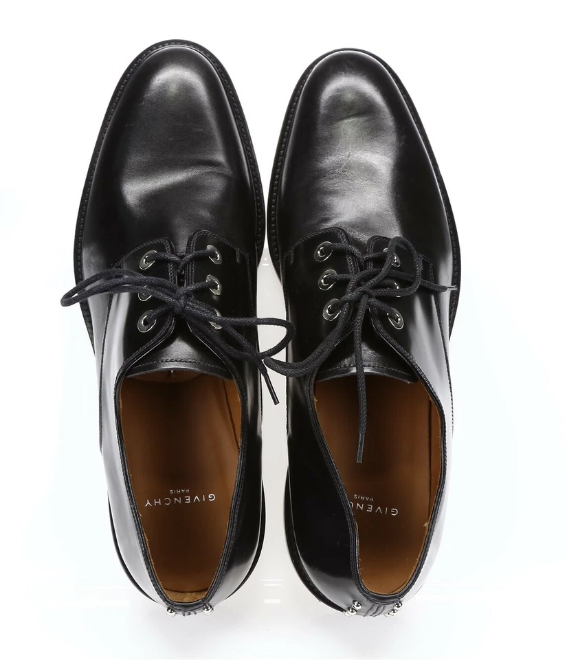 GIVENCHY Mens Black Leather Oxford Studded Spike Dress Shoes Size 46 NEW! 229264 - Image 3 of 4