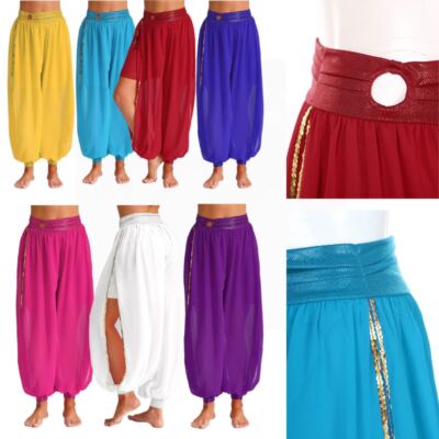 Frauen Bloomers Seite Split Pumphose Indisch Hosen Yoga Clubwear Kostüm Harem