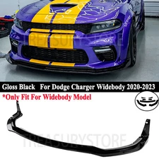For Dodge Charger Widebody 20-23 Gloss Black H Style Front Bumper Lip W/ Winglet