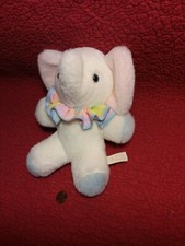 9" vintage Fun Fair PASTEL MUSICAL ELEPHANT NECK RUFFLE plush stuffed animal toy