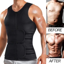 Mens Sauna Suit Shirt Slimming Body Shaper Vest Workout Tank Tops  Abs Abdomen