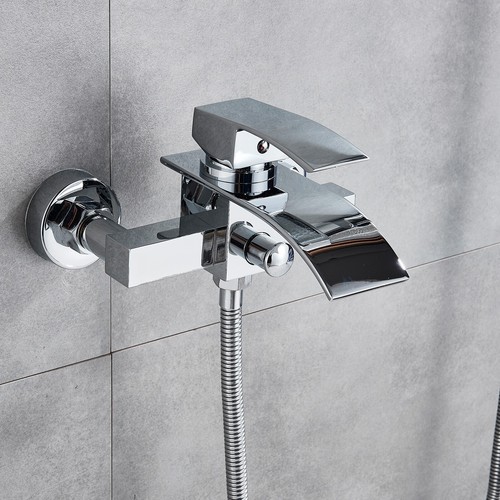 Chrom Badewannenarmatur Handbrause Wasserfall Badewanne Duschset Mischbatterie - Bild 6 von 12