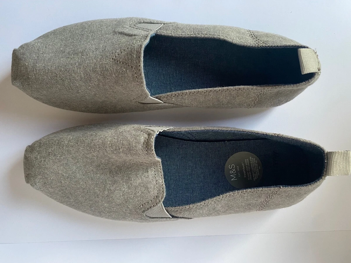 Marks And Spencer Mens Grey Canvas Pumps Shoes Size 10 44.5 RRP