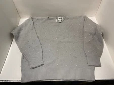 Womens Leslie Fay Sportswear (Lambswool/Angora) Sweater with Pearls (Size: M)