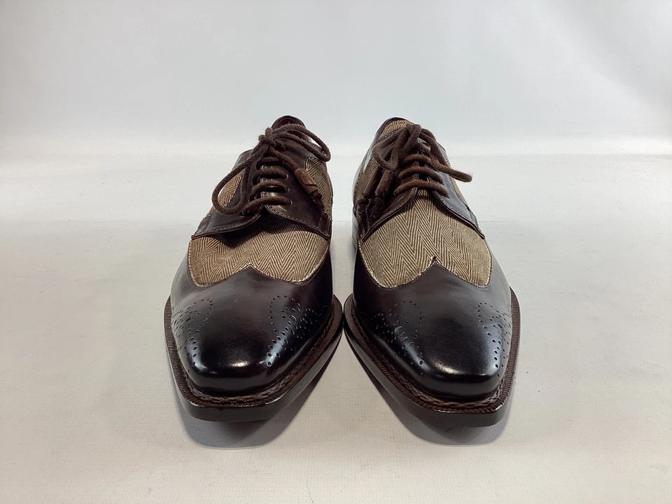 Zapatos de vestir para hombre Mezlan Remo marrón Top espiga brogue 10M NUEVO Foto 2 de 4