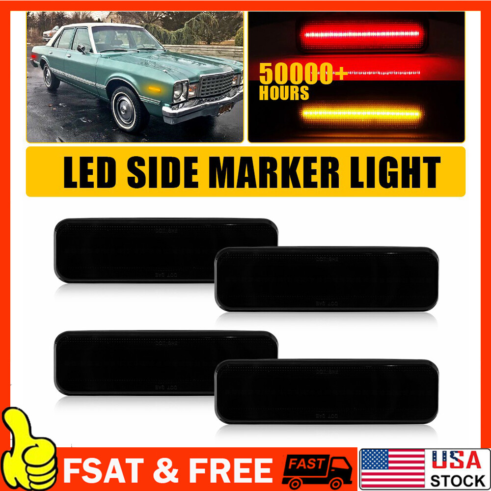 Smoked LED Side Marker Lamps Amber Red for Dodge Charger Plymouth Valiant