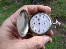 ESCASANY CHRONOGRAPH DOUBLE HUNTER POCKET WATCH ALL ORIGINAL WORKING PERFECT