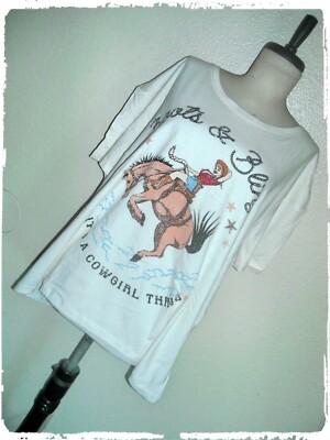 Electric Pink White BOOTS & BLING IT'S A COWGIRL THING Vintage Style Tee 2X