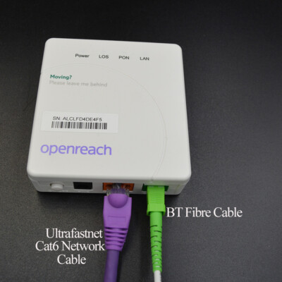 2m Cat6 RJ45 Voll Glasfaser Modem auf HomeHub/Router Netzwerkkabel, massives Kupfer