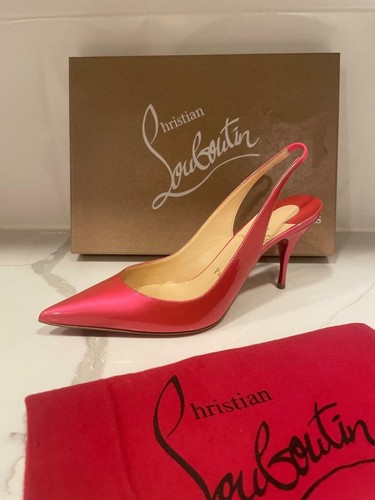 Christian Louboutin CLARE SLING 80 Patent Sandals Heels Shoes Florida $695 - Picture 2 of 12