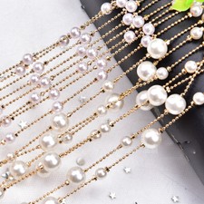5M Faux Pearl Beaded String Chain Trim DIY Jewelry Making Craft Sew Decoration