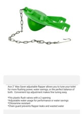 Max Saver TOILET ADJUSTABLE GREEN FLAPPER- CHLORAMINE RESISTANT