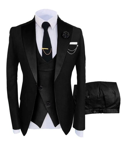 Moda Para hombres Traje Formal Conjunto de 3 Piezas Blazer+Chaleco+Pantalones Fiesta Boda Disfraz - Imagen 28 de 37