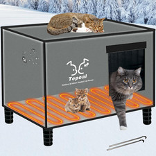 Tepoal Indestructible Heated Cat House for Outdoor Cats in Winter, Extremely Wat