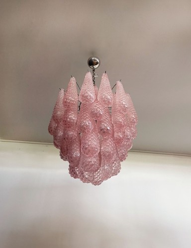Italian Vintage Murano Chandelier 41 PINK Glass Petals Drop - Picture 7 of 20