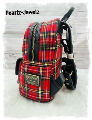 Loungefly Harry Potter Prefect Red Plaid Pin Mini Backpack 
