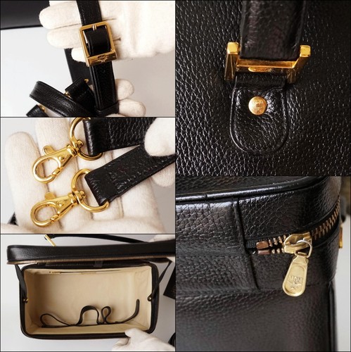 MCM Black Leather Train Case,Beauty Case,Vanity Bag - Picture 9 of 10