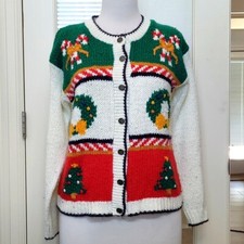 Vintage Karen Scott Ugly Christmas Cardigan Sweater Sz S