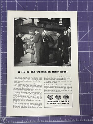 1945 PRINT AD NATIONAL DAIRY PRODUCTS CORPORATION GI DIET UNCLE SAM SOLDIERS