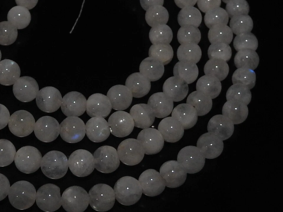 14-дюймовый белый радужный лунный камень гладкая круглая сфера шарообразная форма бусины 5 мм - Изображение 2 из 4