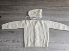Vtg 1980s Baby Clothes Infant Unisex Knit White Sweater Bonnet Set 0-3 Months