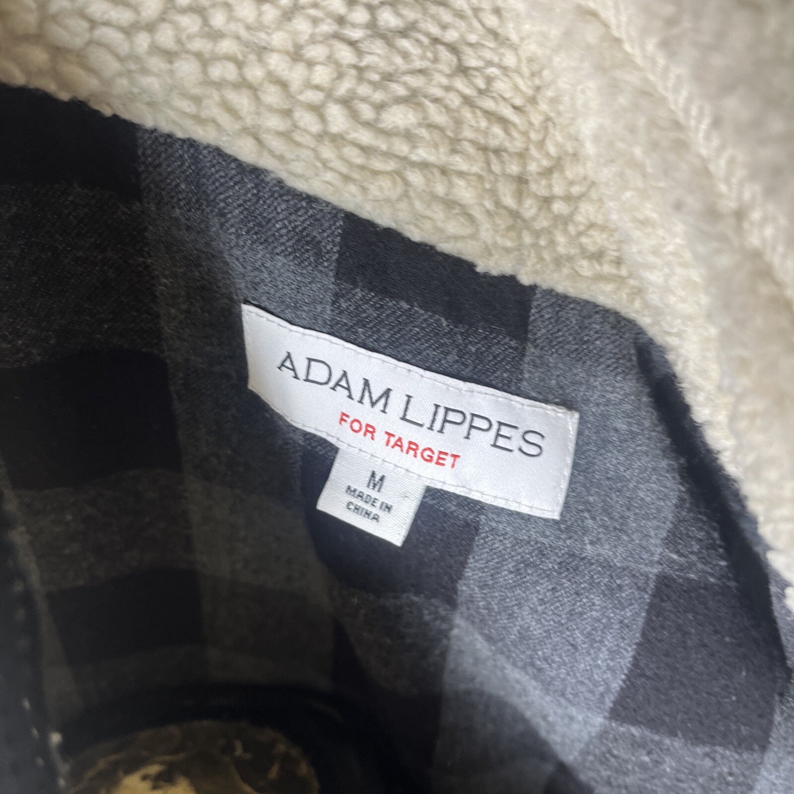 Adam Lippes Beige Sherpa Fleece Pullover Plaid Ta… - image 9