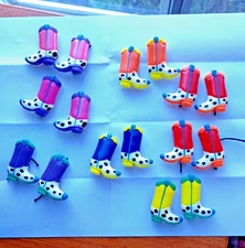 VTG WESTERN EXPRESS 16 Boot Shaped Western BUTTON COVERS Cowgirl Colorful 