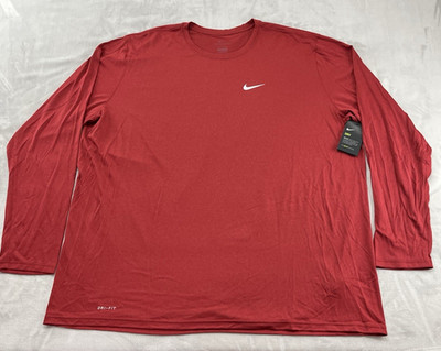 Nike Legend Long Sleeve Tee Shirt Men 4XL TALL Red Team Crimson DRI-FIT Training