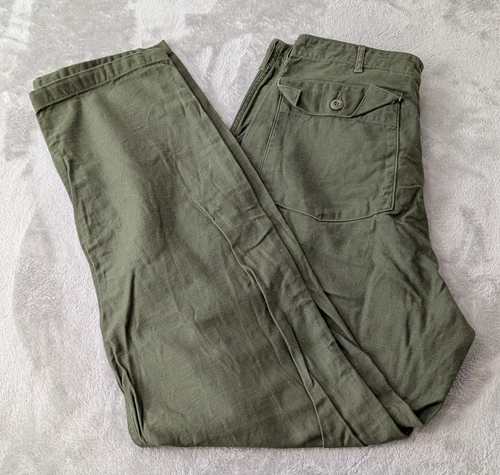 Vintage OG-107 Utility Pants 38x35 Military Sateen Vietnam Era USA Made