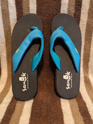Sanuk Black/Blue Yoga Mat Flip Flop Sandals Synthetic Upper US 8 EU 39