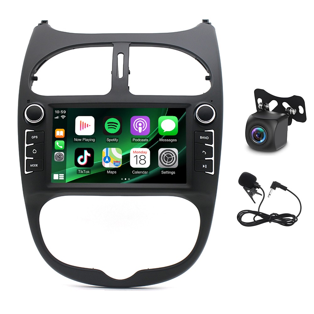Autoradio 7" Android 15 Carplay Peugeot 206 stéréo multimédia bluetooth et navigation GPS