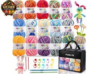 Acrylwolle Set, 16 Farben Wolle Set, Mit 2 HäKelnadeln, 40G Baumwollgarn, Bunt