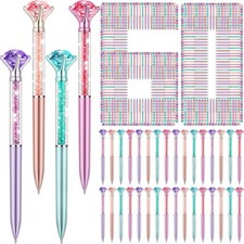 60 Pcs Diamond Pens, Crystal Glitter Bridal Shower Ballpoint Pens Set bulk Bl...