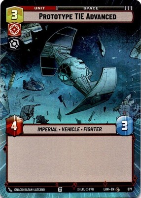 Prototype TIE Advanced (Hyperspace Foil) NM/M 677 A Lawless Time SWU