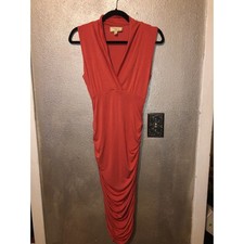 Anthropologie Moulinette Soeurs Marissa Cocktail Orange Ruched Column Sleeveless