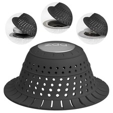 zaa Bathtub Drain Hair Catcher, Silicone Collapsible 1 Pack Charcoal Black