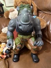 Vtg 1990 Playmates Giant Teenage Mutant Ninja Turtles Rocksteady 13” Figure