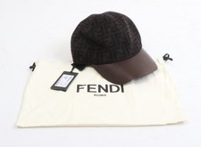Basecap originale Fendi Roma in lana e pelle marrone TAGLIA UNICA