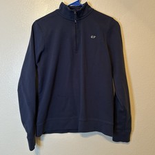 Vineyard Vines 1/4 Zip Sweater Large 16 Youth Embroidered Pullover Blue BG36
