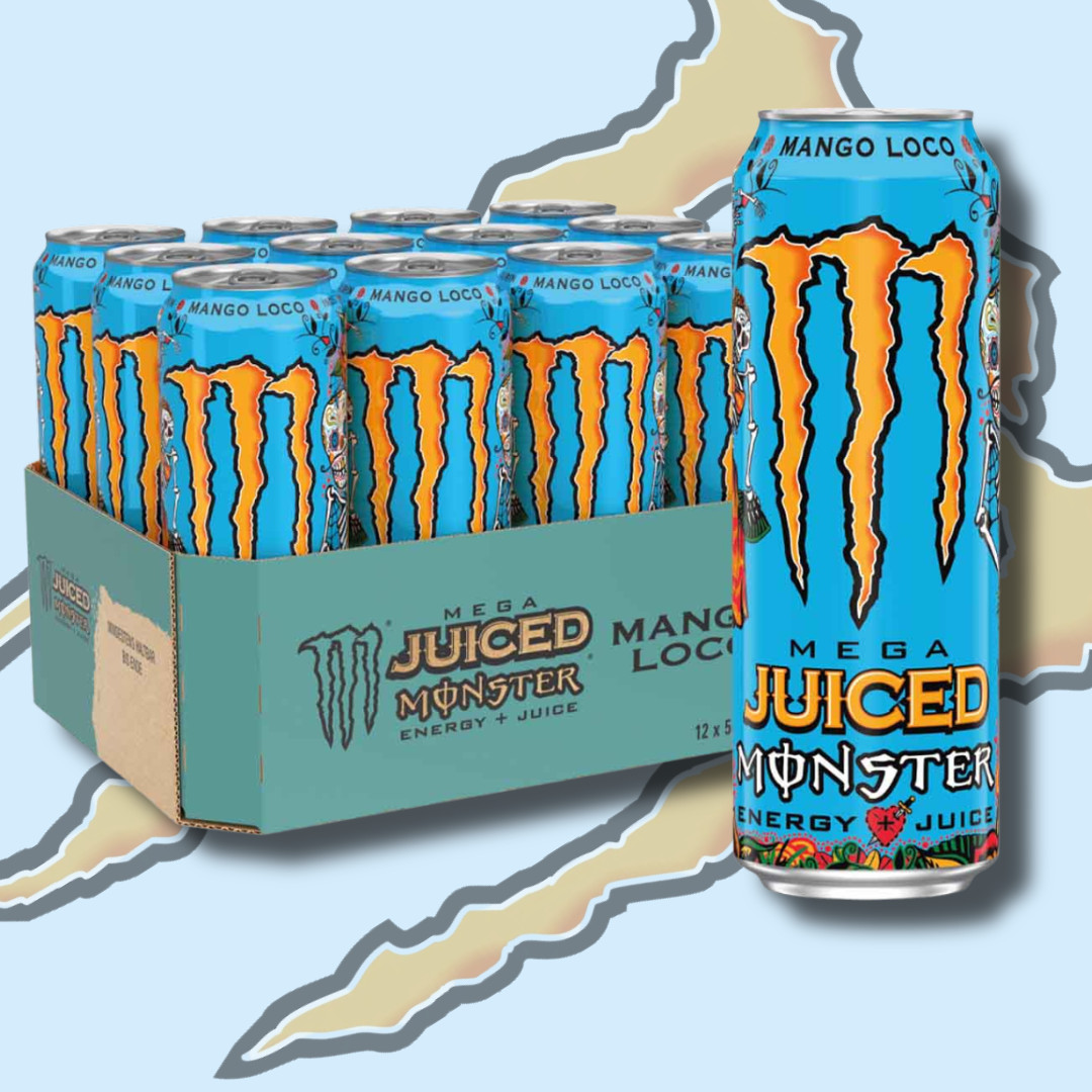 12x Monster Energy Juiced Mango Loco - 330ml | Bebida energética con cafeína con