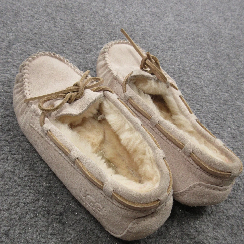 UGG Australia Zapatos Mujer Talla 3 Beige Gamuza Piel de Oveja Mocasín Zapatillas Acogedoras Foto 3 de 4