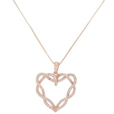 .16ctw Round Diamond Heart Pendant on 20.75" Necklace 10k Rose Gold 3.12 Grams