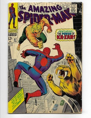 Amazing Spider-Man 57 1968 Marvel Comics VG 4.0 Kazar Zabu Gwen Stacy