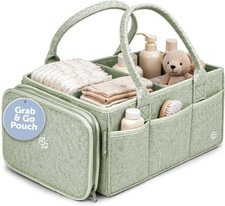 Portable Diaper Caddy Storage Organizer with Removable Travel Pouch and Pockets
