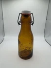 Vintage Grandma Wheatons Whole Milk Amber Glass Bottle Porcelain Cap Antique