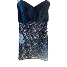 White House Black Market Dress Black Lace Strapless Formal Party Prom Size 2