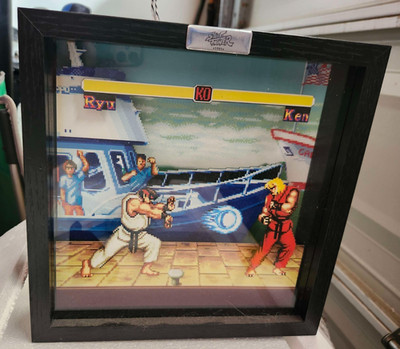 Pixel Frames Street Fighter Boat Scene Ryu Ken Capcom 3D Shadow Box Art 9x9 New