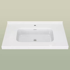 36 In. W X 22 In. D Solid Surface White Rectangular Single Sink Bath Vanity Top