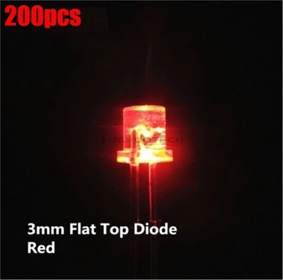 200Pcs Super Bright Wide Angle Leds Lamps F3 3Mm Flatled Red Ic New eq #zb