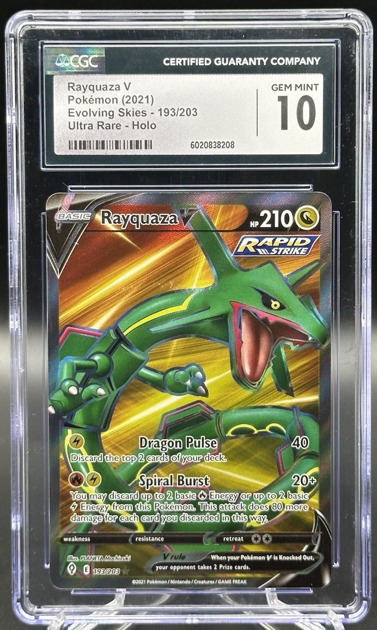 CGC 10 Rayquaza V 193/203 Evolving Skies Full Art Ultra Rare Holo Eng